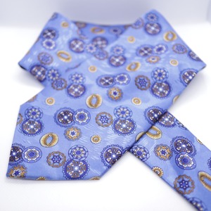 Whole Pattern Silk Necktie Blue