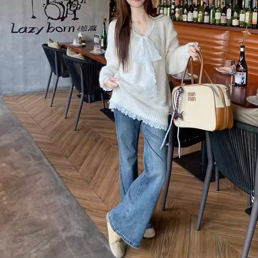 レースボウタイセーター