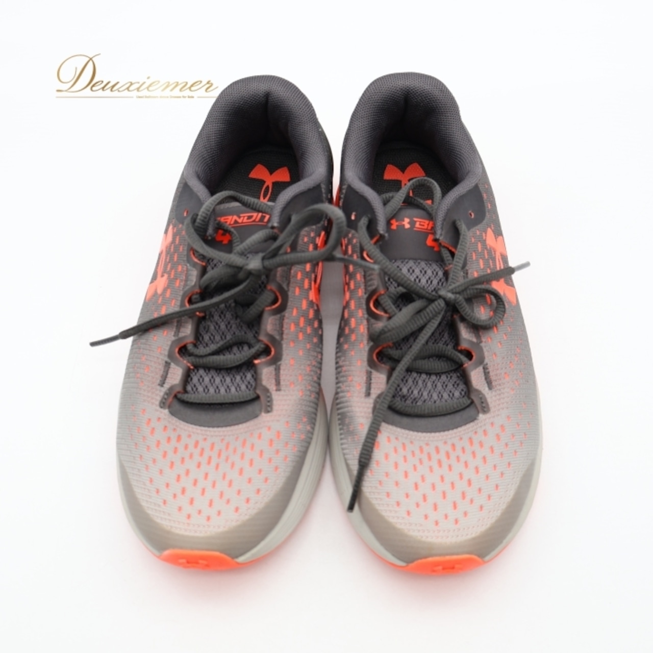 UNDER ARMOUR スニーカー 24.5cm BANDIT4 アンダーアーマー 靴 くつ シューズ チャージドバンディット4 運動 ランニング ジョギング 走る 黒 橙 紐 ブラック系 オレンジ系