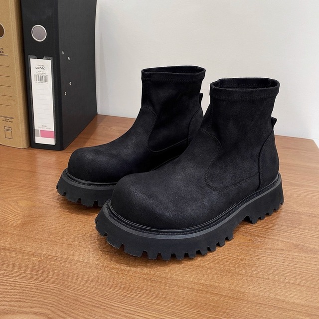 レトロ風 タンクソールアンクルブーツ D12173