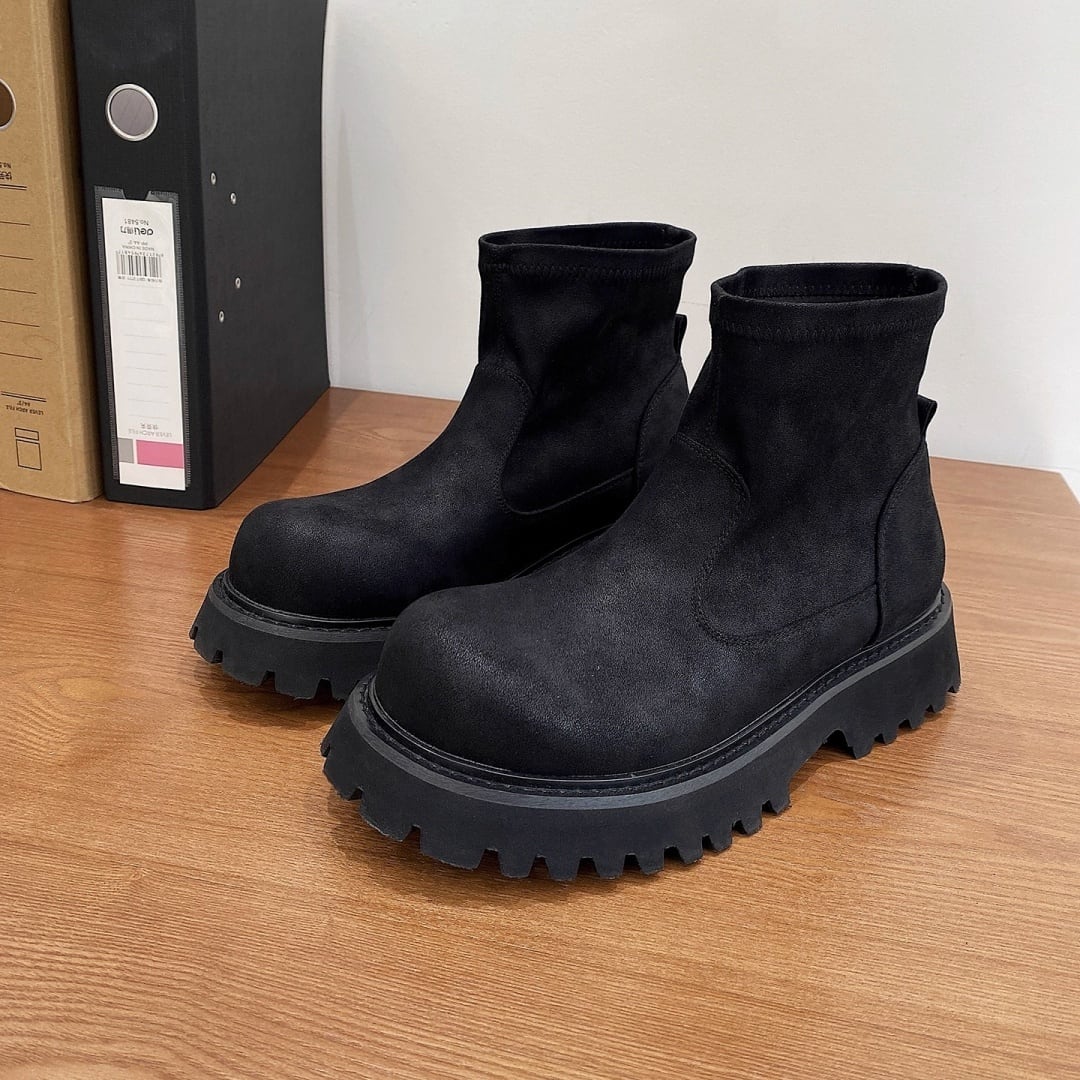 レトロ風 タンクソールアンクルブーツ D12173