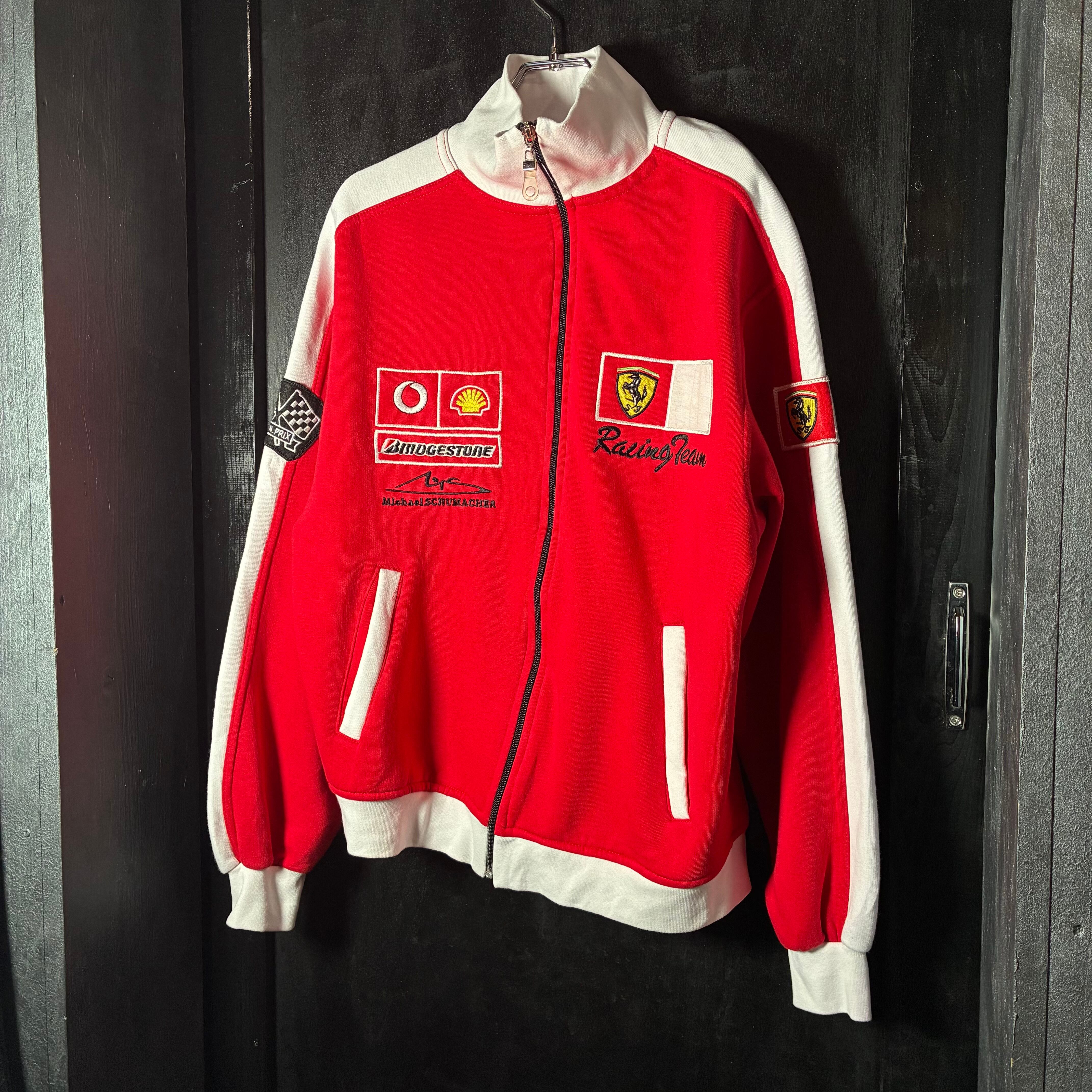 Ferrari マイケルシューマッハ　コットンレーシングジャケット　赤白 Ferrari マイケルシューマッハ コットンレーシングジャケット 赤白