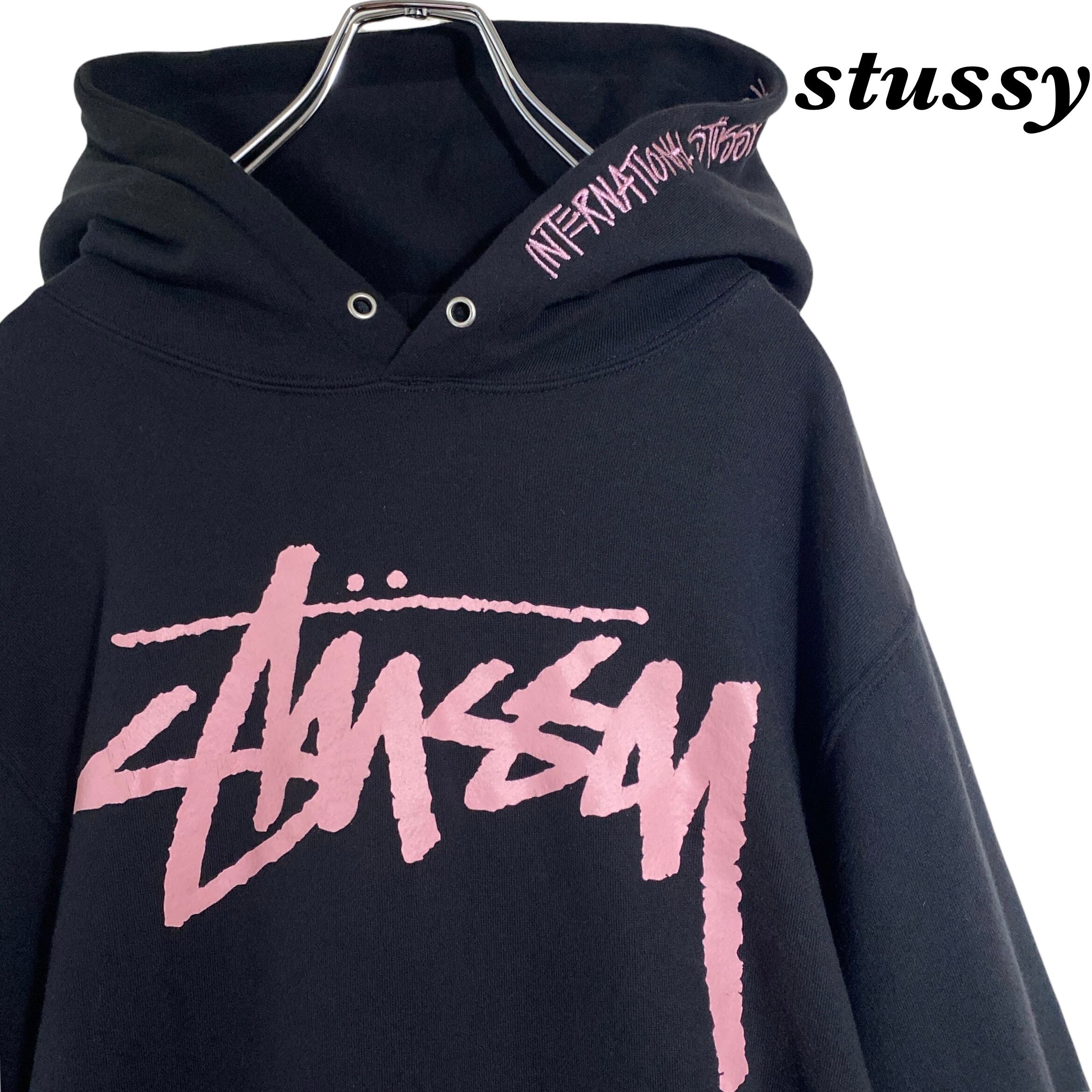 人気デザイン】stussy ステューシー バックロゴパーカーブラック L