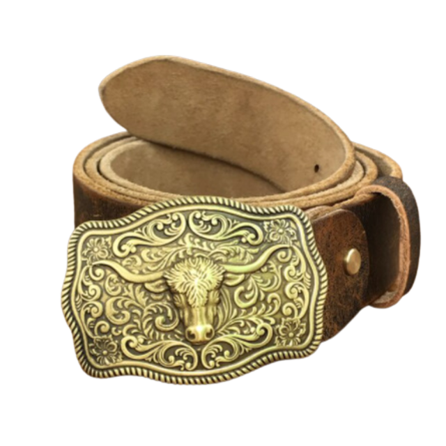 Brass cow yellow color belt buckle