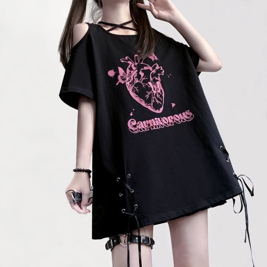 半袖 Tシャツ オフショル 闇かわいい｜天使と悪魔 | サブカル系地雷