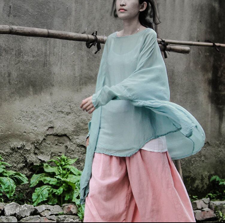 スプリングサマールーズプルオーバー トップス ロング コットン 春物 夏物 シルク Yiranxuaディースワード1301541448