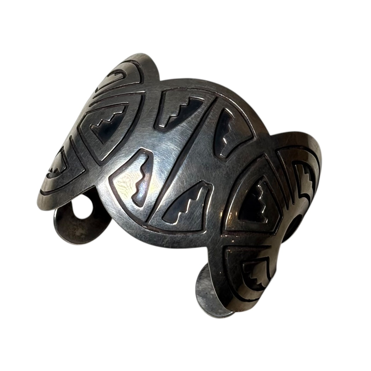 vintage Hopi Lewis Lomay silver overlay bangle