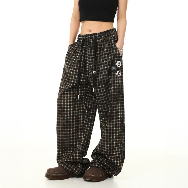 フェードチェックルーズパンツ R00586