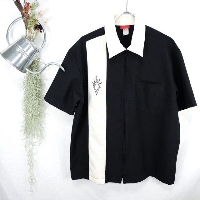 [M] Design Black Zip Shirt | 黒 ジップ シャツ