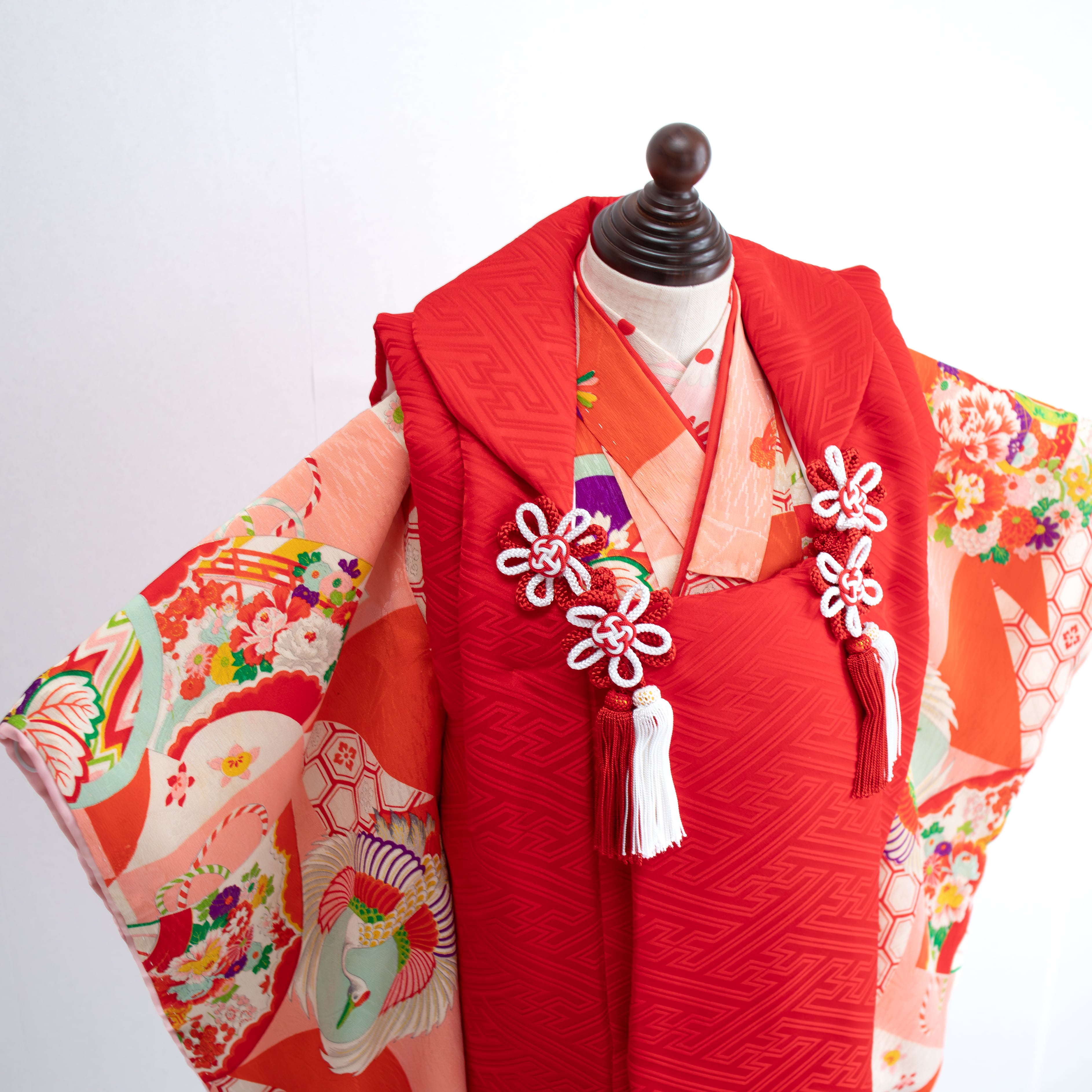 女の子被布style『桃花扇』/SS3018 (対応身長目安 腰揚げ無の場合 82㎝~86㎝) (腰揚げ有の場合 82㎝~90㎝)