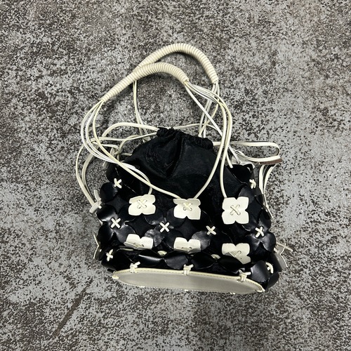 OLD flower pattern design LEATHER bag monotone
