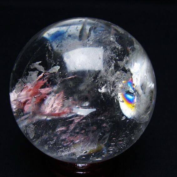 水晶 丸玉 虹入り 62mm スフィア 置物 水晶玉 一点物 151-9060