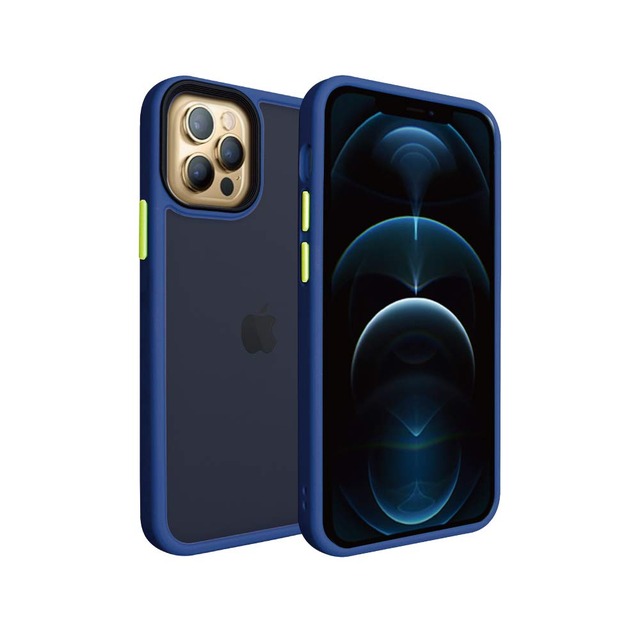 シズカウィル iPhone12 Pro Max アクティブハイブリッド ケース カバー 米軍MIL規格準拠 ストラップ付 スマホケース Blue色