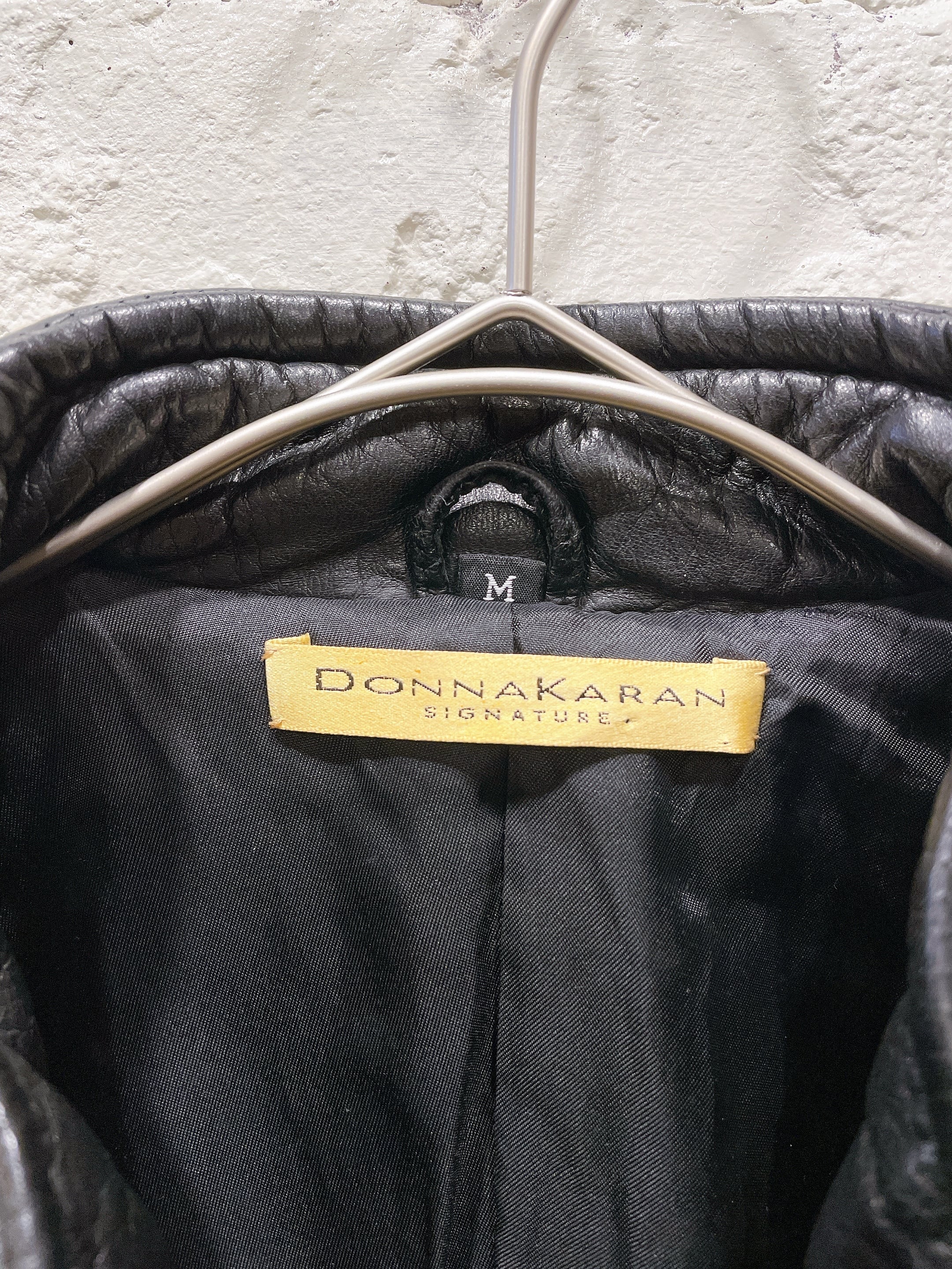 Donna Karan レザー×ナイロン 切替デザインレザージャケット | Used