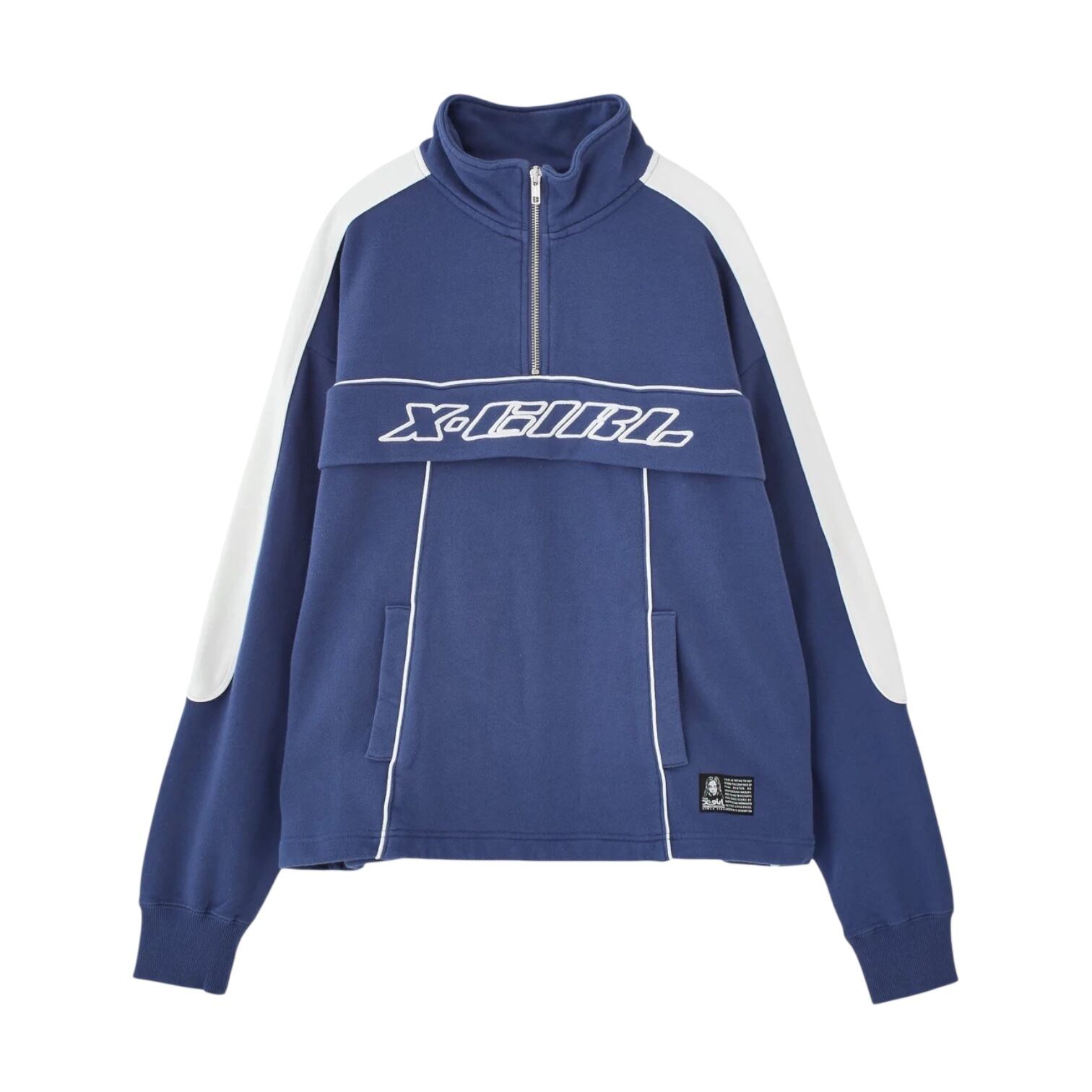 【x-girl】FACE LABEL HALF ZIP SWEAT TOP【エックスガール】