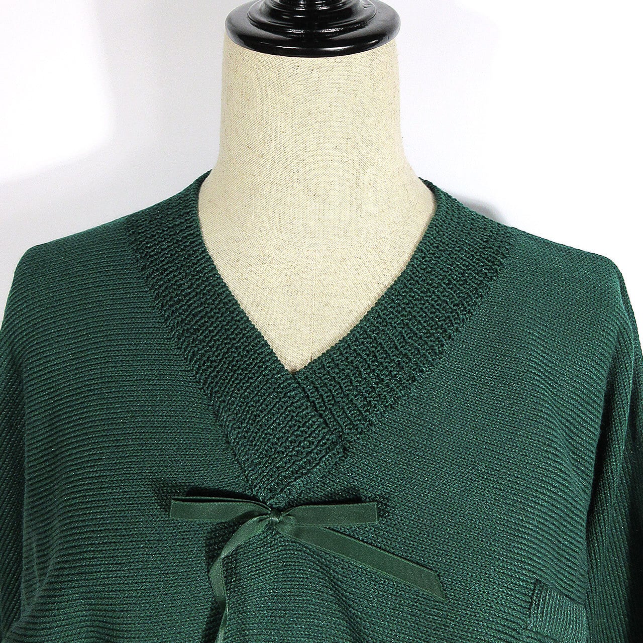 トップス Ribbon knit top / GREEN 625 dark green ribbon tops / ダークグリーン リボン トップス