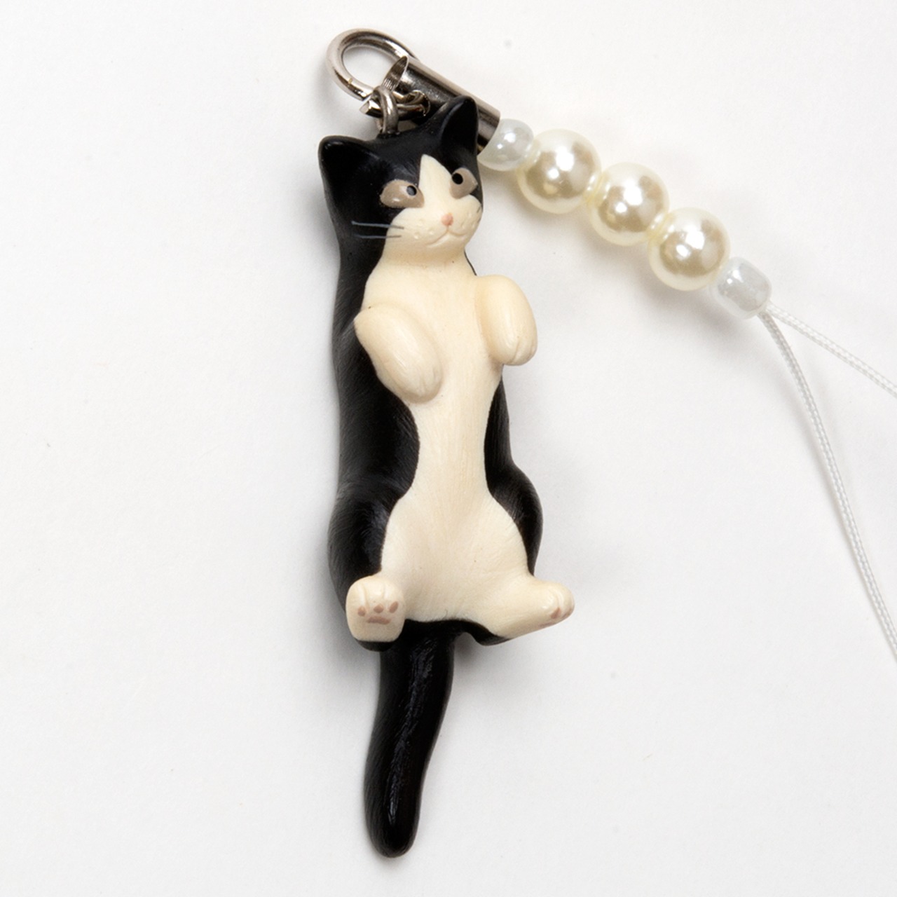 ペットラバーズ 旅猫リポート登場 猫どん LadyCat vol,7 黒白 ビーズ ストラップ N-2704