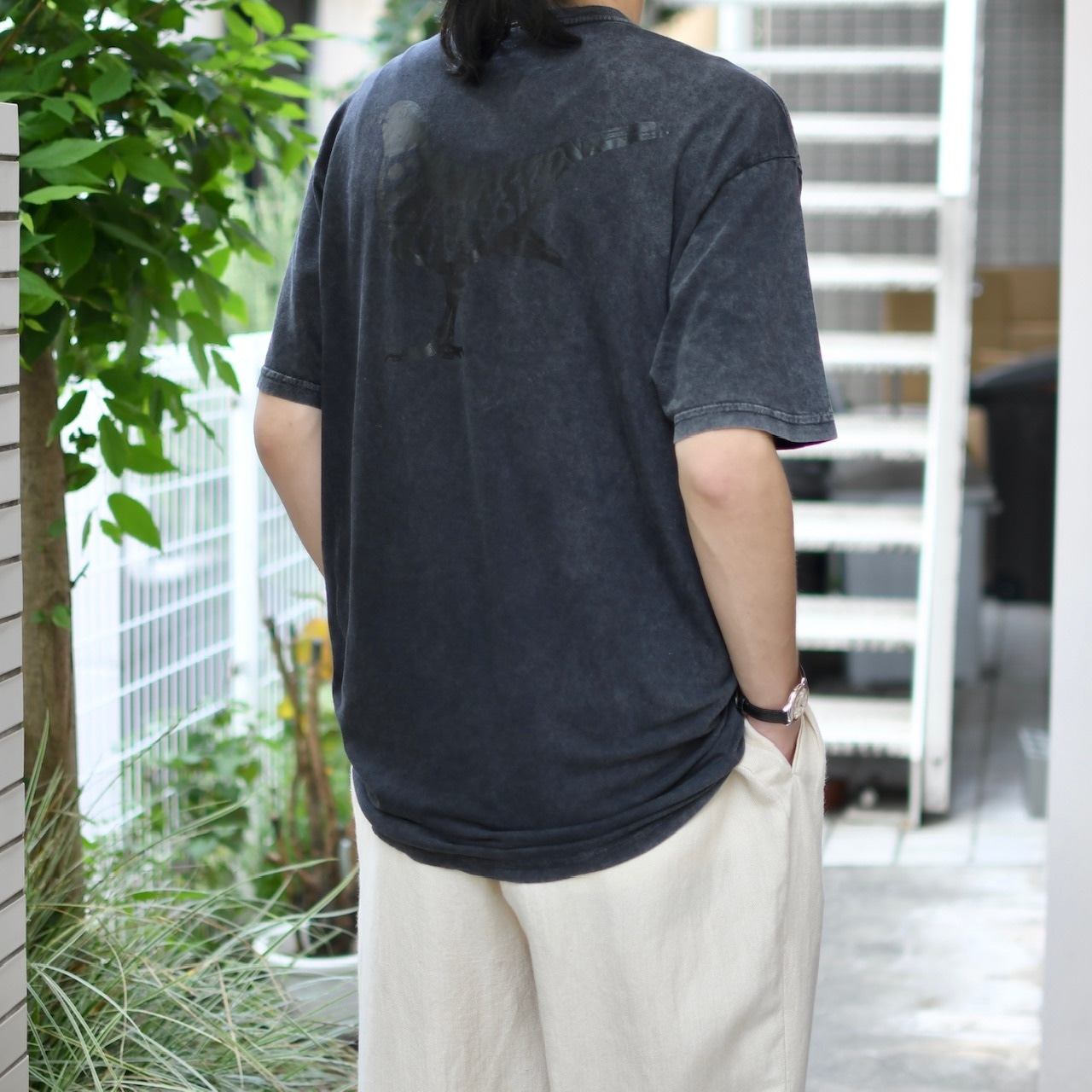THE BEATLES black bird fade print tee