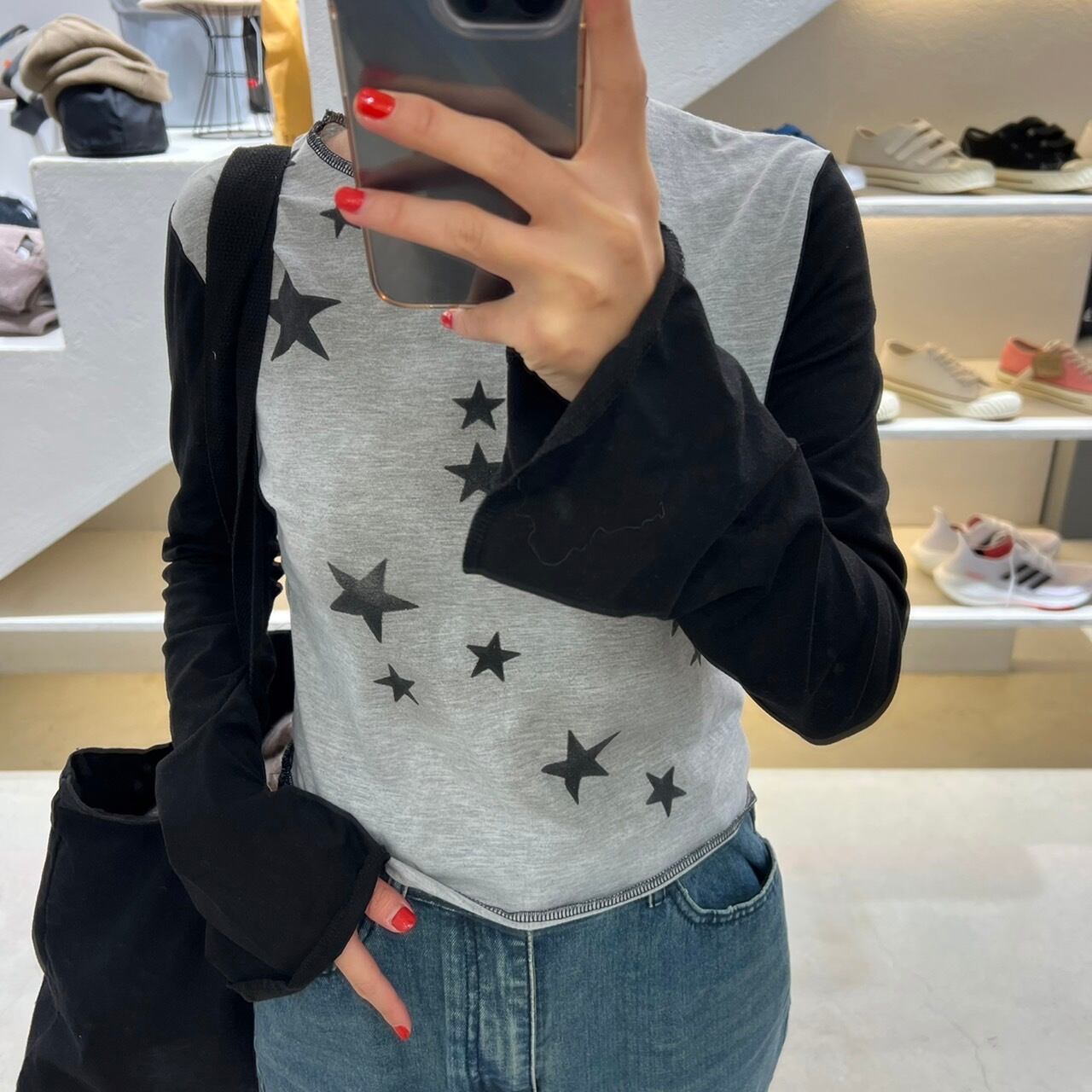 ワイドスリーブ星柄ロングTEE_LN01632