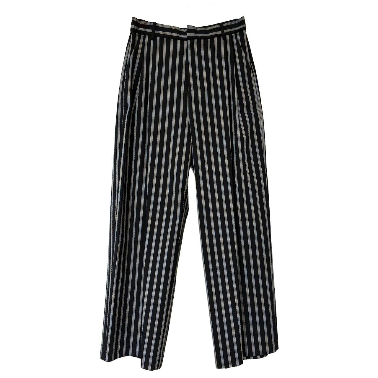 【最新作】サッカーストライプワイドパンツ【263-6106】Seersucker Stripe Wide Pants