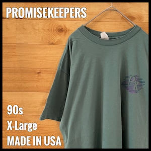 【PROMISEKEEPERS】90s USA製 ワンポイント ロゴ Tシャツ XL くすみカラー US古着