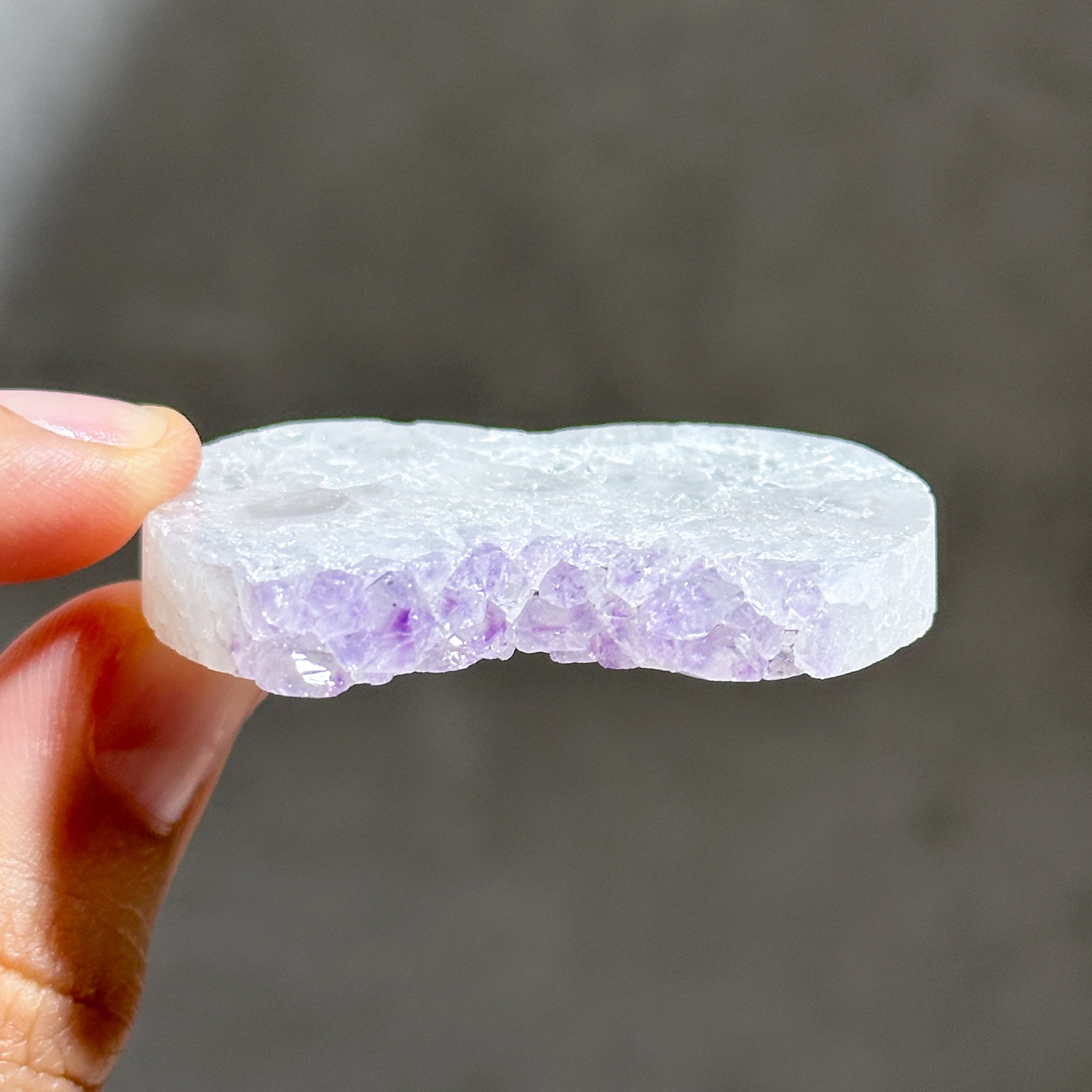 お洒落　アメジスト　アゲート　共生　ハート　台座付き 340g/スタンド付♡】フラワーアゲートx ピンクアメジストのハート