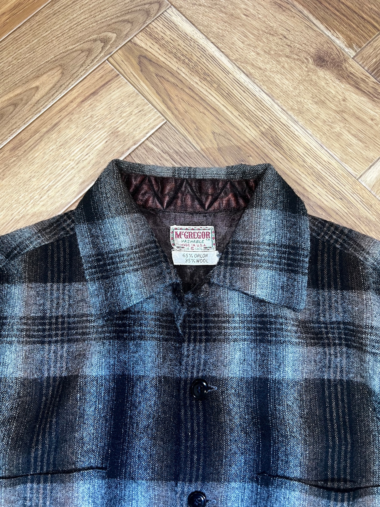 "Made In USA" 1950s McGregor Shadow Check Ombre Wool Shirts