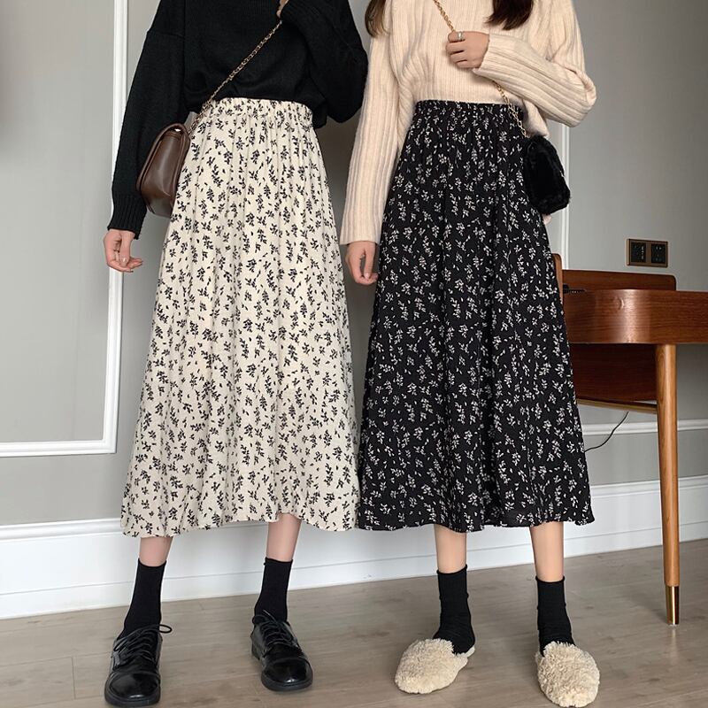 フローラルスカート スプリングスタンダード薄手 レトロ 春物 花柄 試着室34558836432