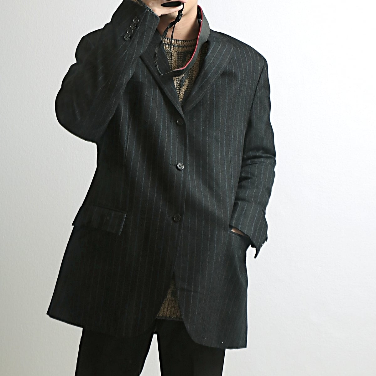 POLO by RalphLauren ラルフローレン イタリア製 チョークストライプ 3ボタン テーラードジャケット 古着 used