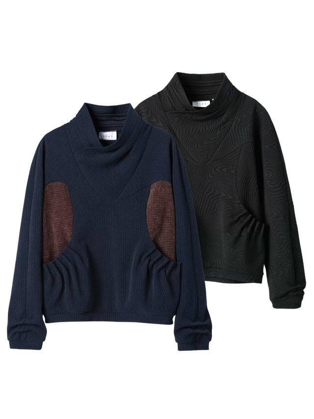 54A0 Deconstructed Wrap Neck Sweater