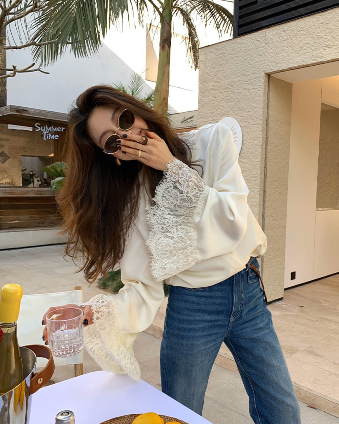 レースフレアスリーブブラウス S25592