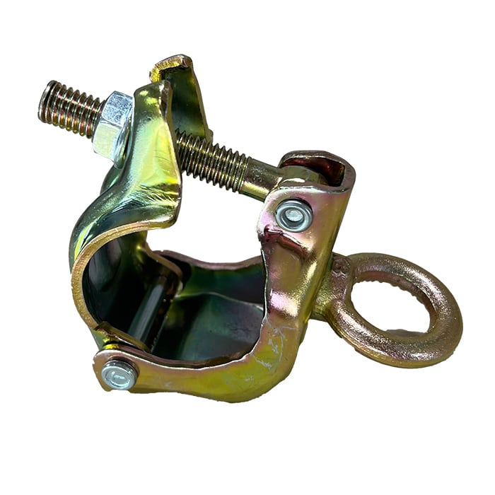 ワイヤー通しクランプ 10個 2025 兼用タイプなのでΦ48.6とΦ42.7の単管パイプに使用可 単クランプにアイボルトを溶接 解体現場でのワイヤー設置 トラロープや制止ラインの設置 プラントなどで 在庫切れ時は受注生産品になります 津軽 害獣避け