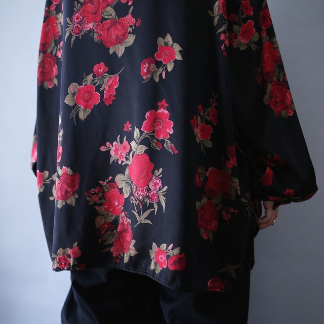 gloss fabric beautiful flower art pattern over silhouette shirt