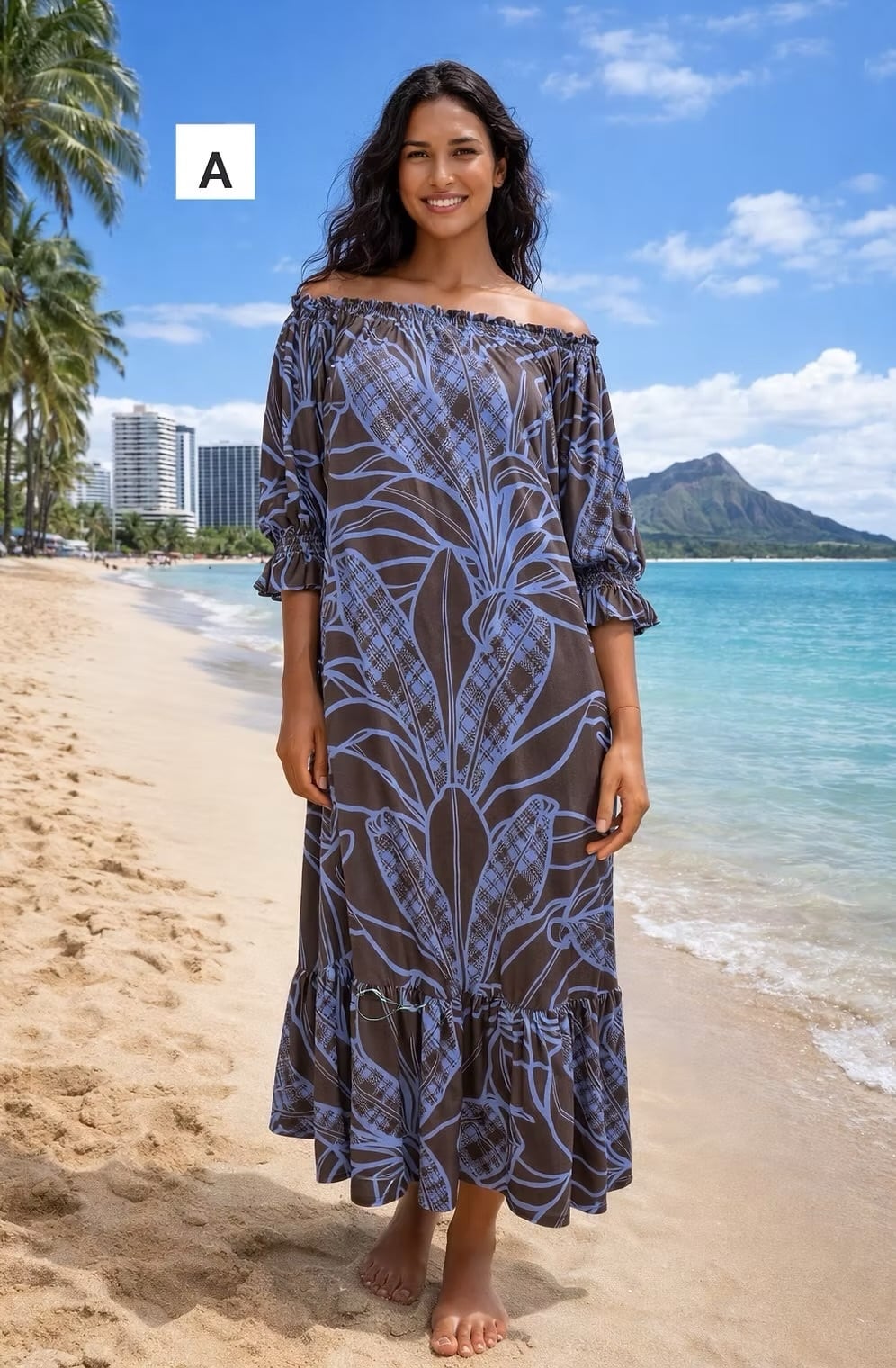 Mālie one piece AA レトロブラウン×エーゲブルー