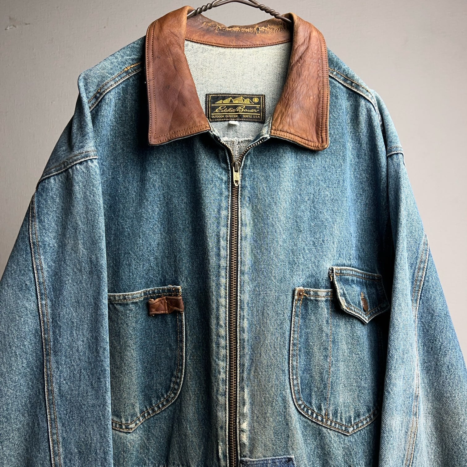 80's~90's Eddie Bauer Denim×Leather Jacket 80年代 90年代 エディ