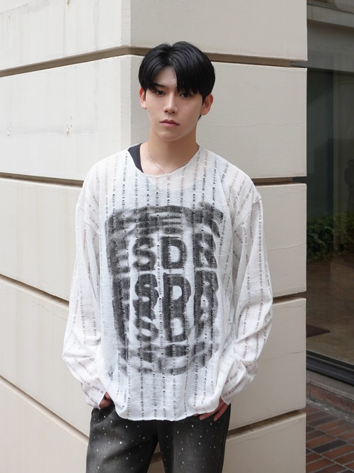 【ALUDE SELECT】see-through logo damage kint(3color)