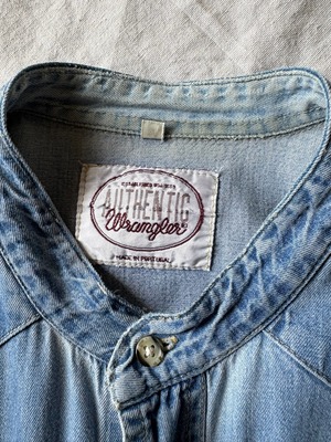 “WRANGLER” Band collar denim shirt