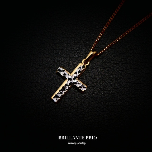 【K18】cutting cross necklace