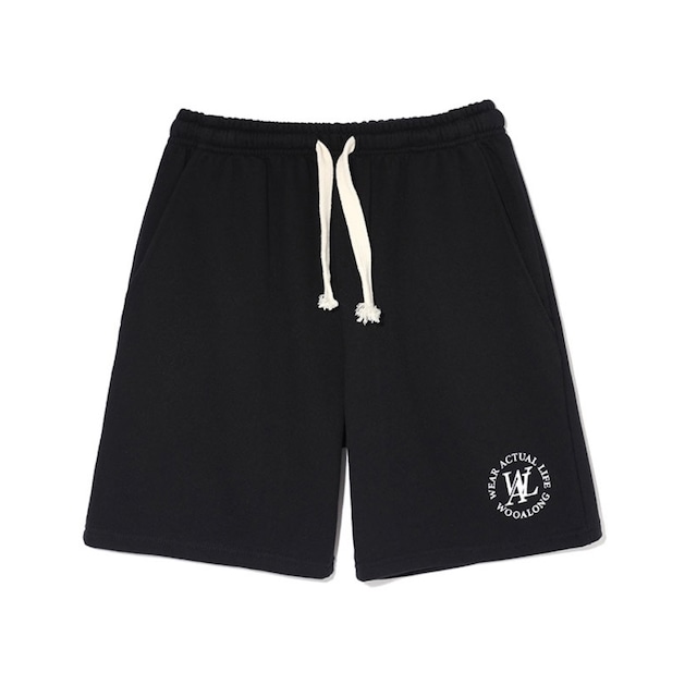 [WOOALONG]  Flor logo summer half pants - BLACK 正規品  韓国 ブランド 韓国ファッション 韓国代行 パンツ