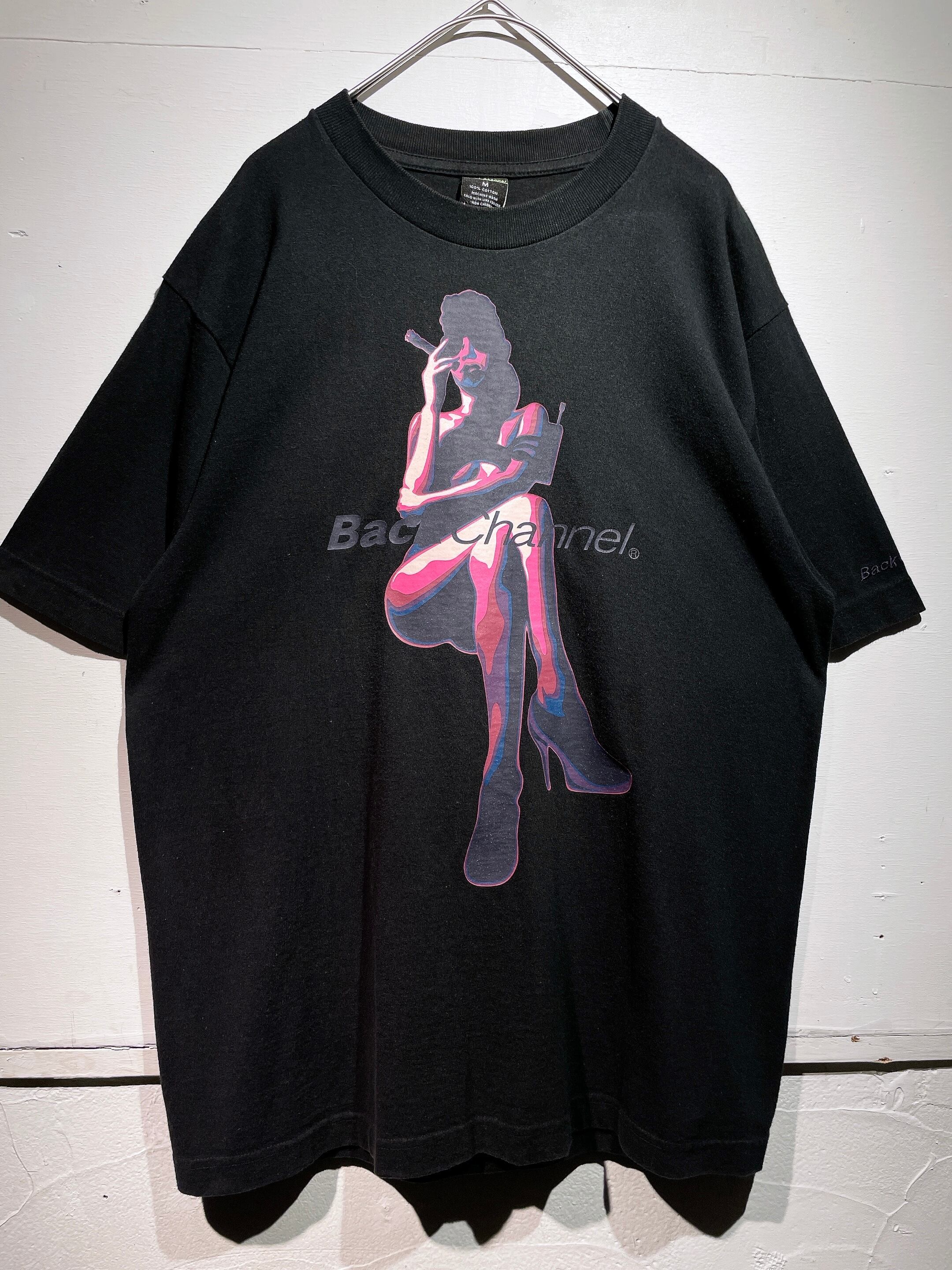 ” Back channel ” sexy girl printed black cotton Tee