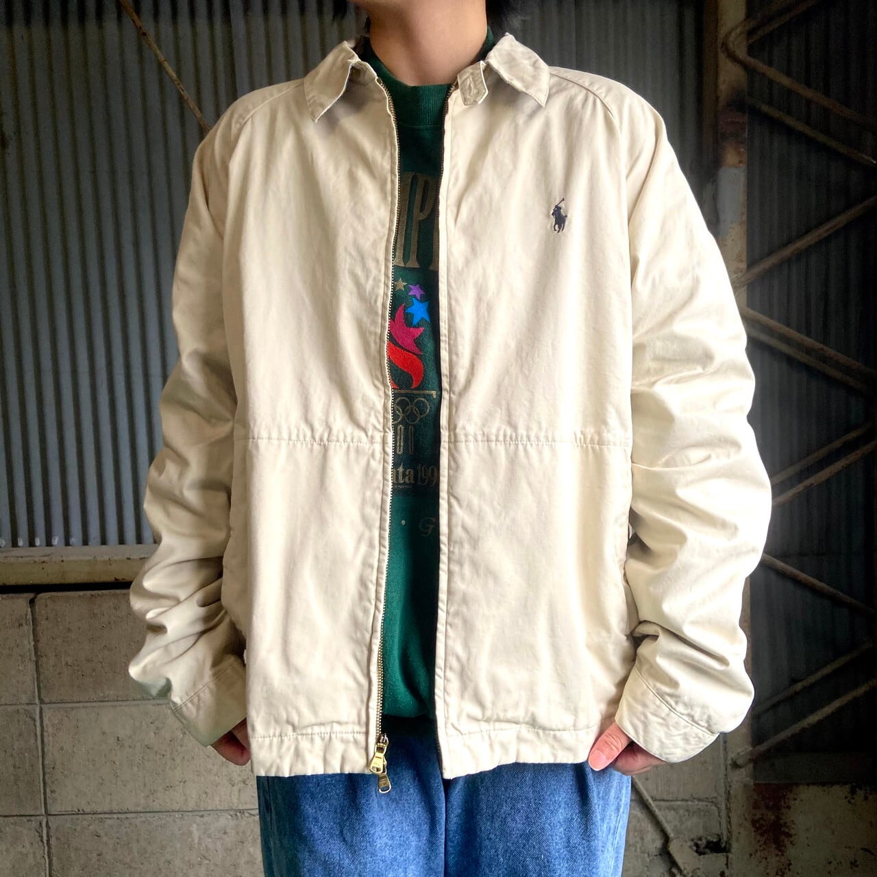 Polo Golf Ralph Lauren ポロゴルフ ラルフローレン スイングトップ メンズxl相当 古着 ドリズラージャケット ベージュ ブルゾン ジャケット Cave 古着屋 公式 古着通販サイト