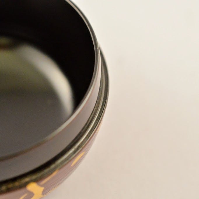 toco　千穂造　井伊大老好橘に水鳥蒔絵溜刷毛目小棗　共箱　V5789 茶道具 塗師 千穂造 井伊大老好 橘に水鳥蒔絵 溜刷毛目小