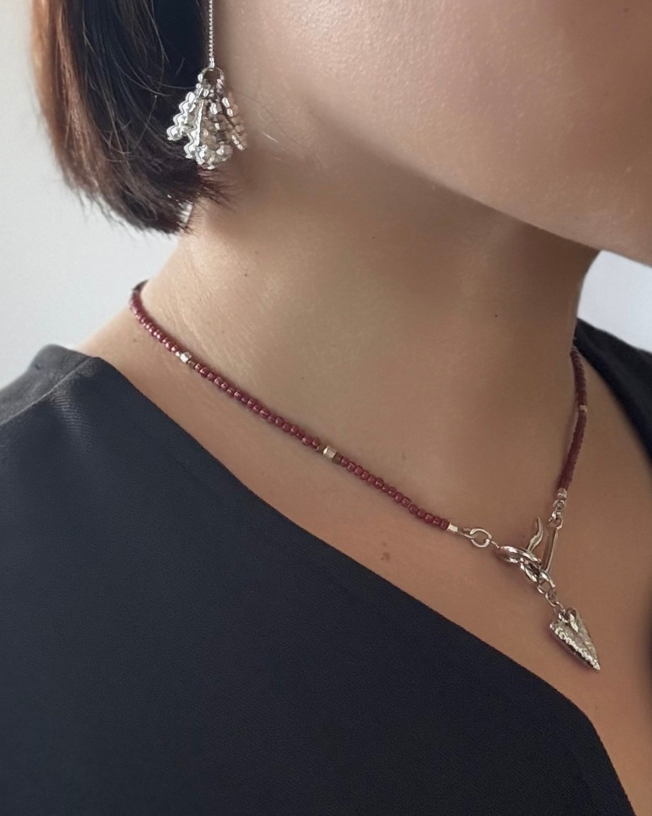 Grenat Cœur（グルナ クール）ー アレンジを楽しむ 赤いチェコヴィンテージネックレス