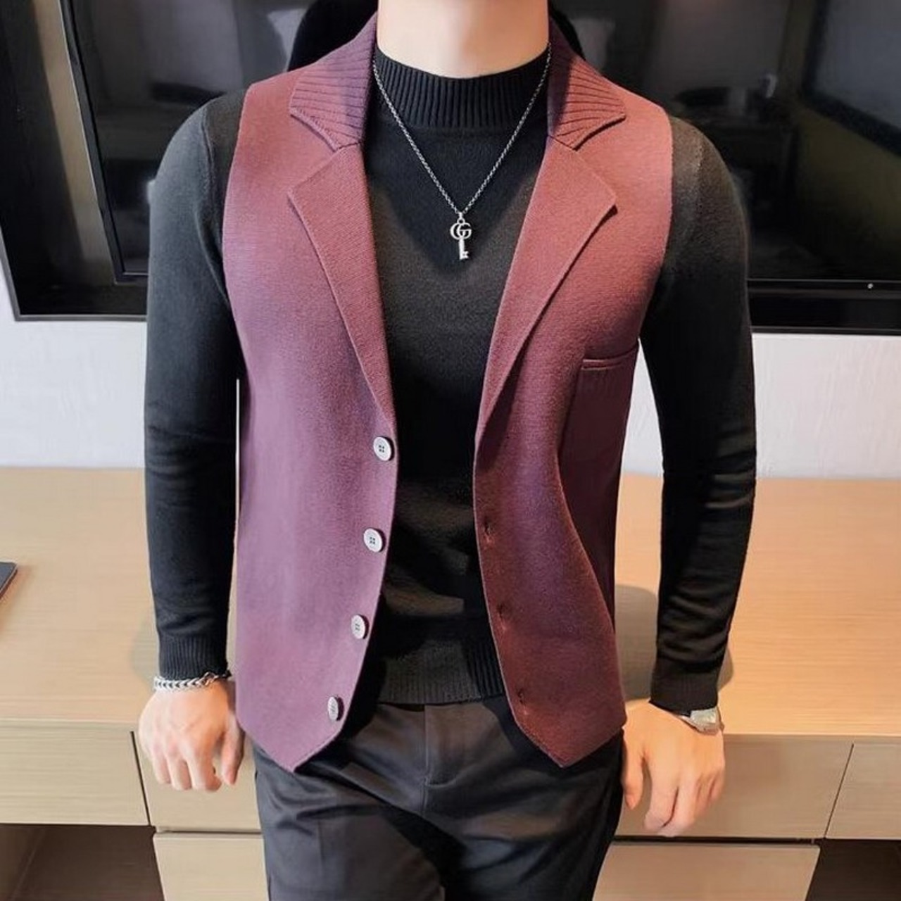 business casual vest tops 00241