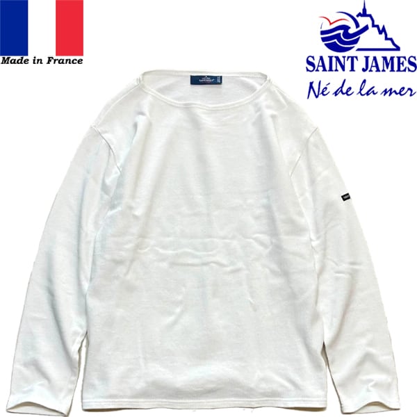 1点物◇フランス製セントジェームス白バスクシャツ長袖ロンTシャツ古着