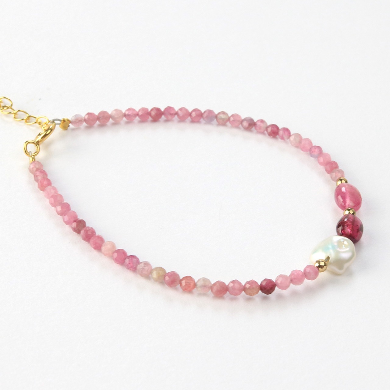 大人な雰囲気も忘れない！ ピンクトルマリン シルバーブレスレット br1021