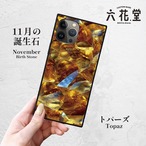 iPhoneケース トパーズ 11月誕生石｜天然石柄スクエア型 GEM093