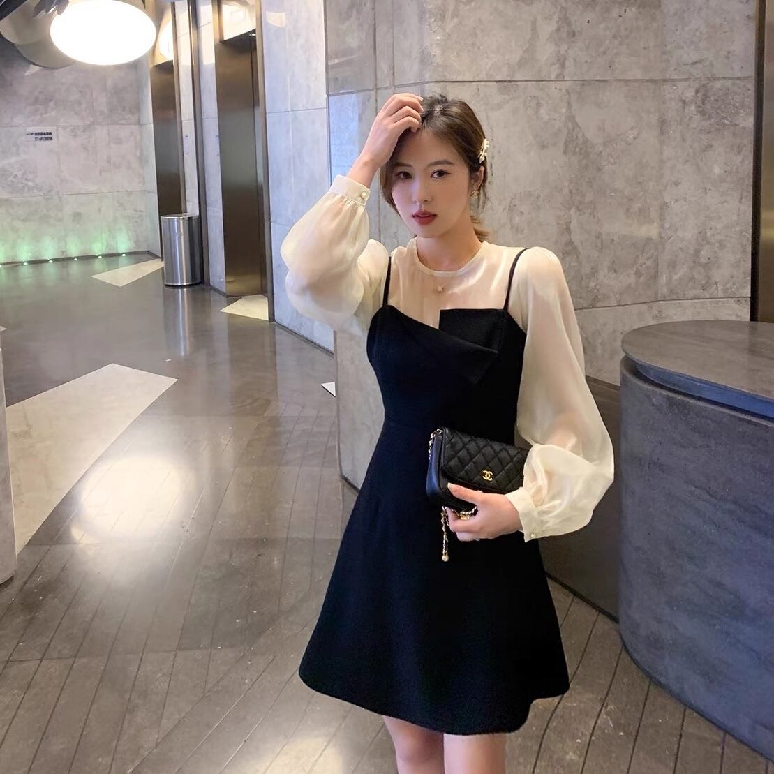 スタイルスタンダードドレス スプリングシャツ Aラインスカート レッド レトロ 春物 6Du_Shop_Women35635679098