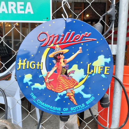 エンボスメタルサイン◆Miller round◆ブリキ看板　アメリカンガレージ　ダイナー
