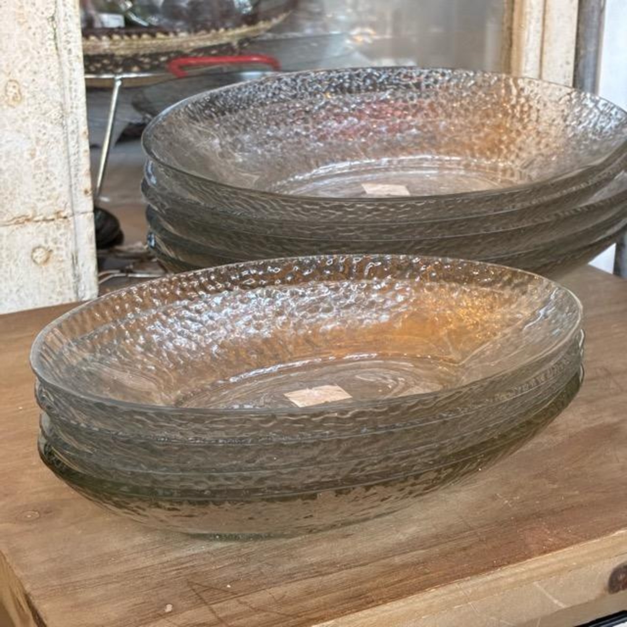 India SCENERY Glass Oval Plate, Small, perfect for appetizers, salads, Japanese, Western, Chinese, and fruit dishes.